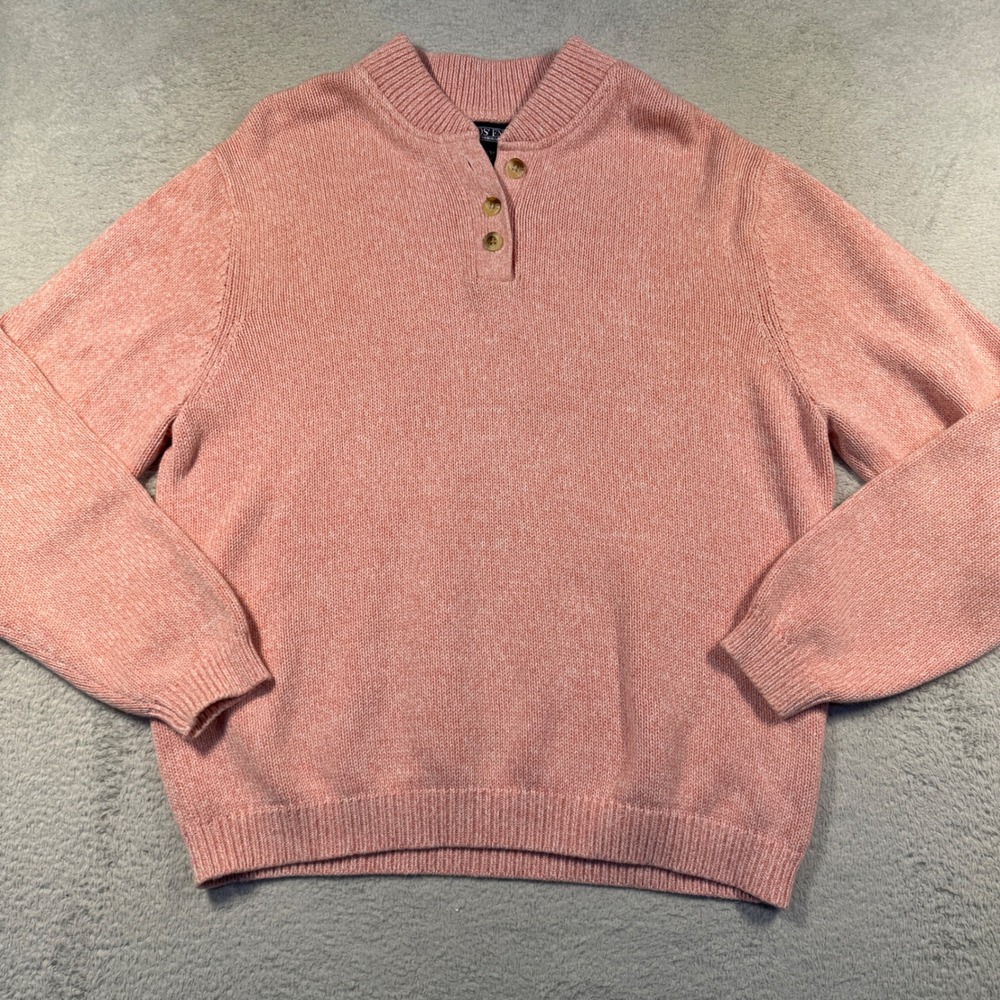 Vintage Y2K Lands' End Women's Knit Pullover Sweater‎ Pink 100% Cotton L 14-16